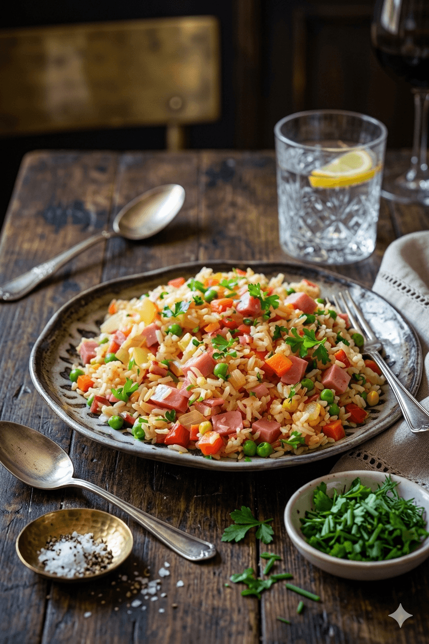Arroz Salteado con Jamón Ahumado